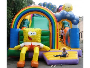 Надувная горка - батут Губка Боб